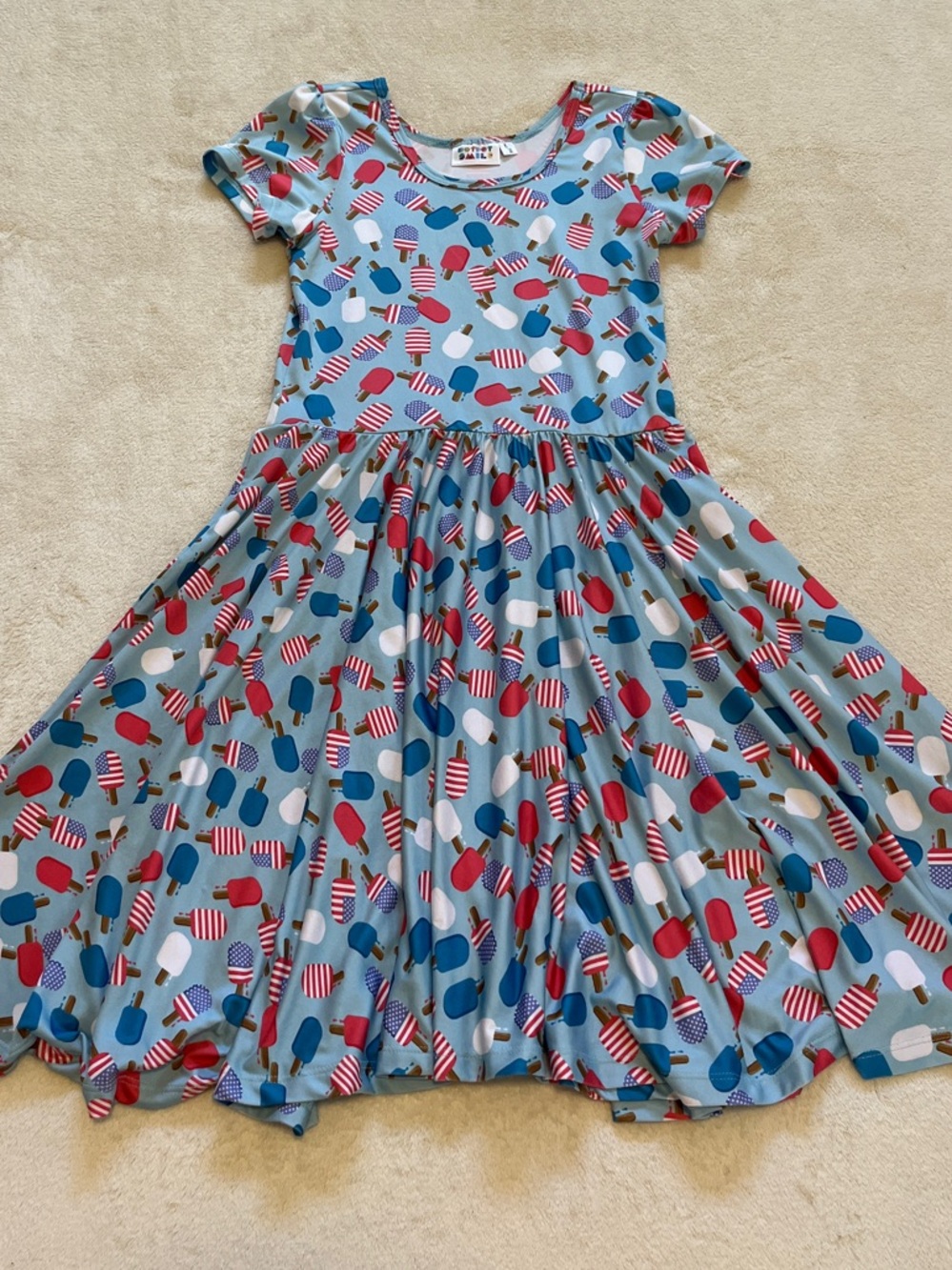 Dot Dot Smile | Girls' Blue Ice Cream Twirl Dress 8/10